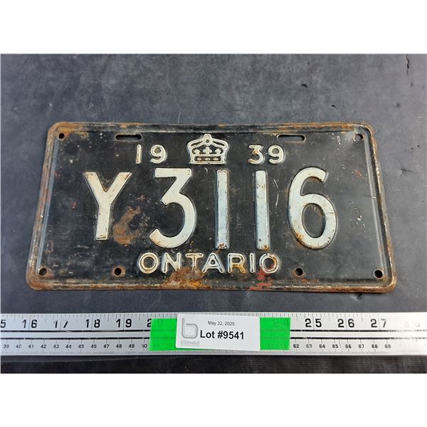 1939 Ontario License Plate