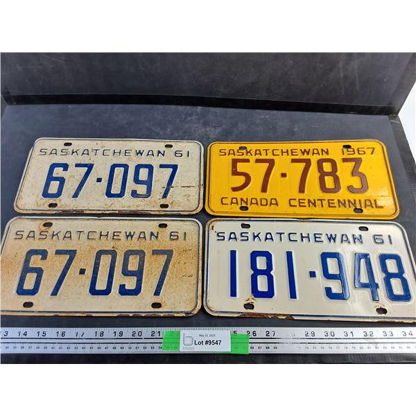 (4) Saskatchewan License Plates
