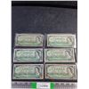 Image 1 : (6) 1967 Beattie/Rasminsky Centennial Canadian Dollar Bills