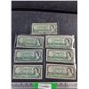 Image 1 : (7) 1954 Beattie/Rasminsky Centennial Canadian Dollar Bills