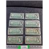 Image 1 : (8) 1954 Beattie/Rasminsky Centennial Canadian Dollar Bills