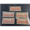 Image 2 : (5) 1954 Beattie/Rasminsky Centennial Canadian 2 Dollar Bills