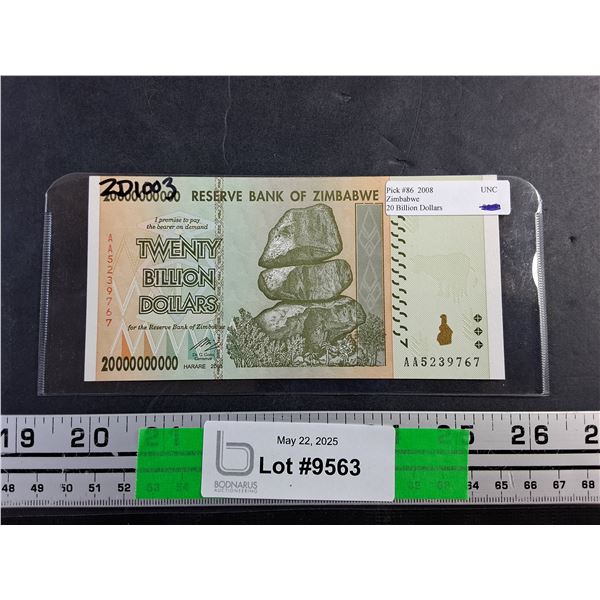 2008 Zimbabwe 20 Billion Dollars Bill