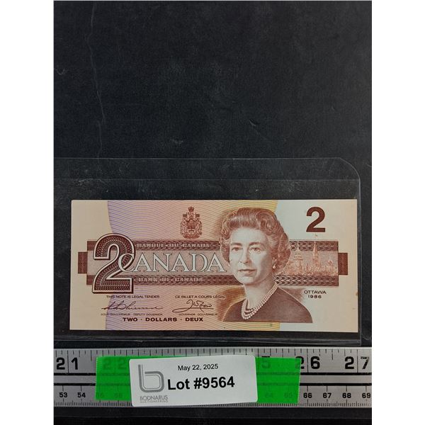 1986 Thiessen / Crow 2 Canadian Dollars Bill