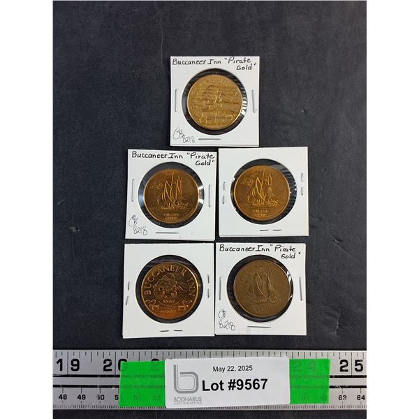 (5) Buccaneer Inn Pirate Tokens