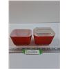 Image 1 : (2) PYREX Vintage Red Refrigerator Dish w/One Lid - 4.5" x 3.5"