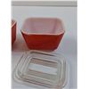 Image 3 : (2) PYREX Vintage Red Refrigerator Dish w/One Lid - 4.5" x 3.5"