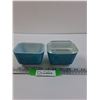 Image 1 : (2) PYREX Vintage Blue Refrigerator Dish w/One Lid - 4.5" x 3.5"