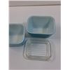 Image 3 : (2) PYREX Vintage Blue Refrigerator Dish w/One Lid - 4.5" x 3.5"