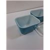 Image 4 : (2) PYREX Vintage Blue Refrigerator Dish w/One Lid - 4.5" x 3.5"