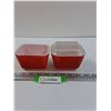 Image 1 : (2) PYREX Vintage Red Refrigerator Dish w/One Lid - 4.5" x 3.5"