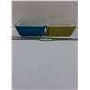 Image 1 : (2) PYREX Vintage Blue & Green Refridgerator Dish w/Lids - 4.5" x 7"