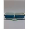 Image 1 : (2) PYREX Vintage Blue Refrigerator Dish w/Lids - 4.5" x 7" - Has Chip on Lid