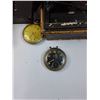 Image 3 : Vintage Metal Cash Box & (4) Pocket Watches (As Is, Some Wear)