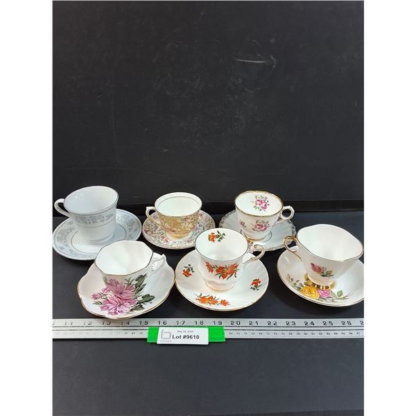 (6) Tea Cup Sets: Saskatchewan Prairie Lily, Royal Stafford, Misc