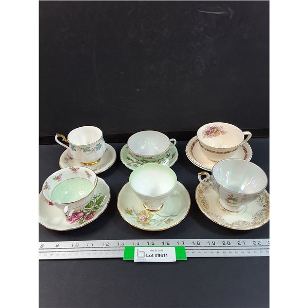 (6) Tea Cup Sets - Assorted: Royal Albert, Royal Stafford, Misc