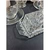 Image 2 : Crystal Butter Dish (Has Chip), Milk Glass Vase, Sugar & Creamer Set, Tea Cup Set