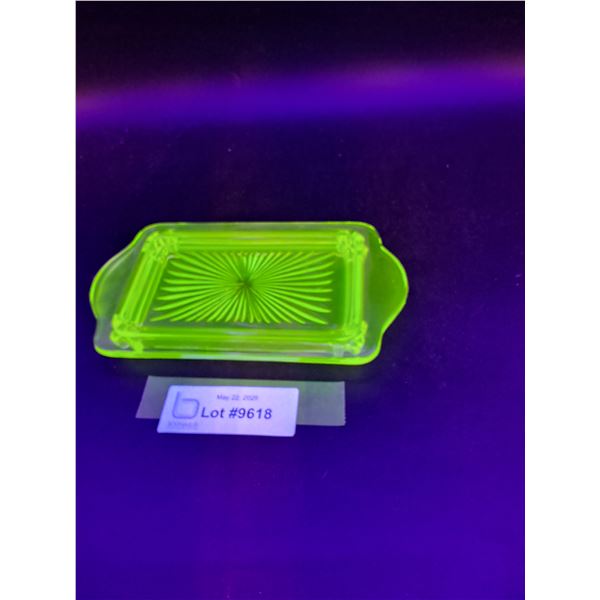 Uranium Glass Butter Dish Bottom - 4.5" x 7"