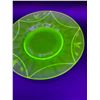 Image 3 : Uranium Glass Etched Floral Pattern Plate - 8" Diameter