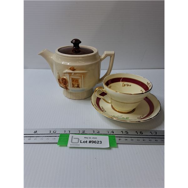 Vintage Ceramic Teapot & Wellington Tea Cup & Saucer Set