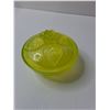 Image 4 : Boyd Uranium Vaseline Floral Glass Trinket Dish w/Lid - 4" x 2.5"