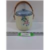 Image 1 : Ceramic Ice Bucket w/Wicker Handle - 6" x 5"
