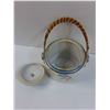 Image 2 : Ceramic Ice Bucket w/Wicker Handle - 6" x 5"