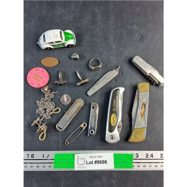 Folding Knives, Polizei Car Model, Necklace, Ring and Misc