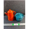 Image 1 : Small Enamel Cooking Pot and Enamel Coffee Pot