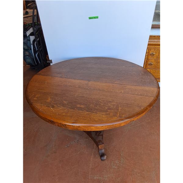 *Antique Quarter Cut Oak Tilt Top Table - As Is, Cannot Ship - 47 x 28"