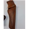 Image 3 : Leather Gun Holster (12" Long) & Wooden Pistol Grip