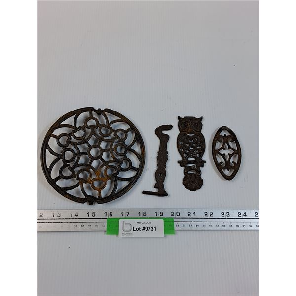 (4) Cast Metal Stove Accessories