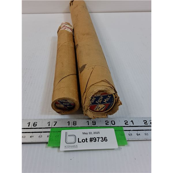 Vintage Cardboard Milk Bottle Seals/Toppers - Two Sizes