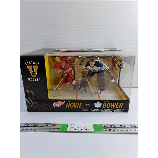 (2) Vintage Hockey NHL Gordie Howe and Johnny Bower Figures - Sealed