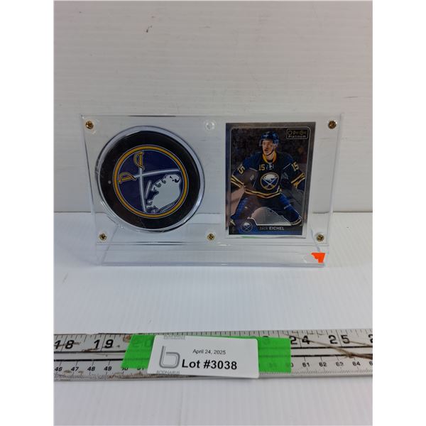 O Pee Chee Jack Eichel Trading Hockey Card and Hockey Puck
