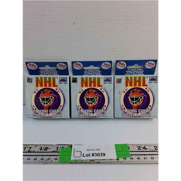 (3) Packs of NHL 1998-99 Bicycle Collection Playing Cards - Authenticity Not Guaranteed