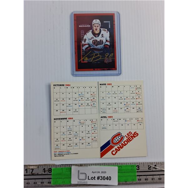 Montreal Canadians 1984 Calendar and Pats Connor Bedard Trading Hockey Card
