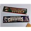 Image 2 : Minnesota Wild & Phoenix Coyotes Stickers, Sport Swap Calgary Miniature Hockey Stick & Hockey Book