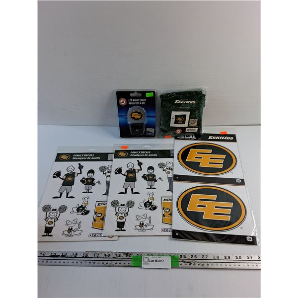 Edmonton Eskimos Family Decals, LED Night Light and Edmonton Eskimos Neck Warmer