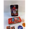 Image 2 : Upper Deck Tin Box, Nascar Tin Box, Saskatoon Blazers Coaster and NHL Medallions