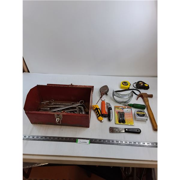 Vintage Metal Tool Box 15" x 8" x 8" with Contents