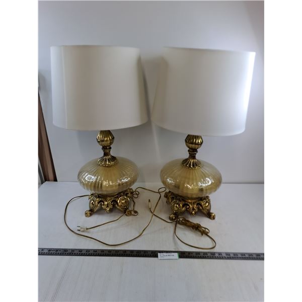 Pair of Vintage 3-Way Lamps - Tested 26" Tall - Cannot Ship!