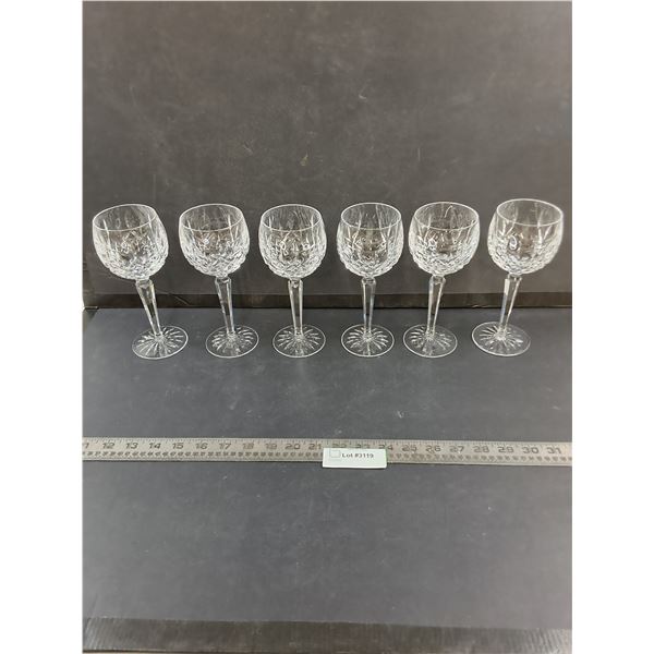 Set of 6 Crystal Long Stemmed Wine Glasses