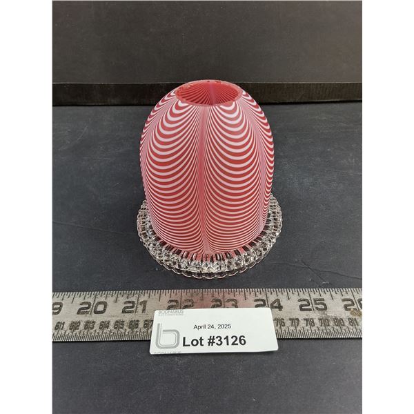 Victorian Red & White Verre Moire glass Fairy Lamp with Clarke Glass Base