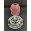 Image 2 : Victorian Red & White Verre Moire glass Fairy Lamp with Clarke Glass Base