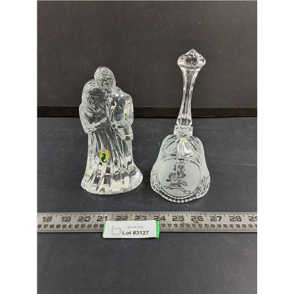 Crystal "Bride/Groom" Table Ornament & Crystal Dinner Bell