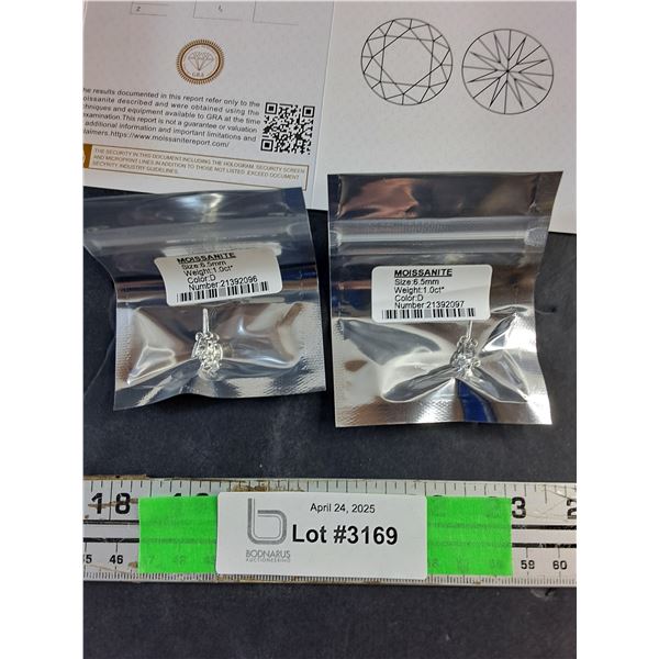 GRA Certified Moissanite Color D Earrings - Sealed