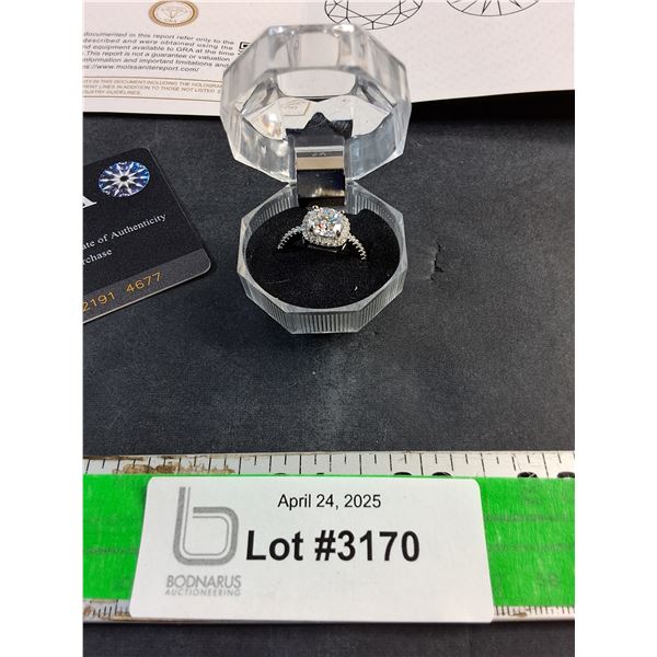 GRA Certified Moissanite Color D Ring - Size 7