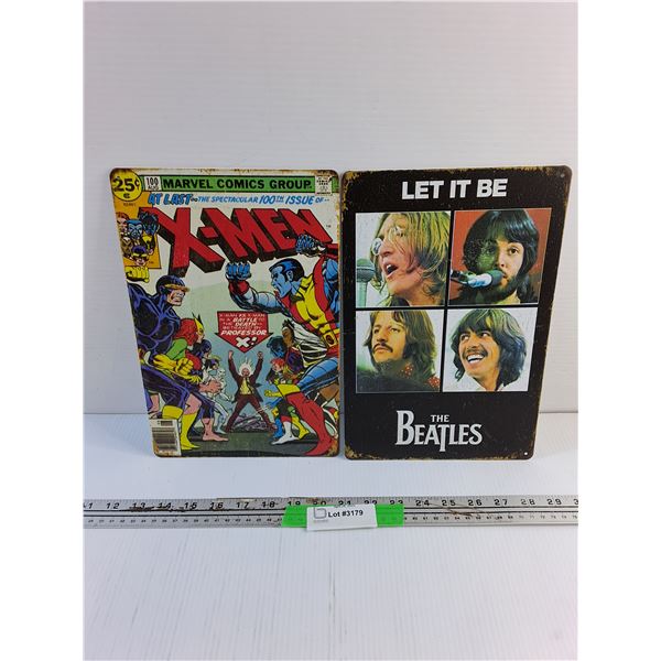 X Men and The Beatles Wall Hanging Sighs - 12 x 8"