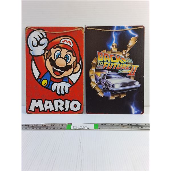 Mario and Back to the Future Wall Signs - 12 x 8"